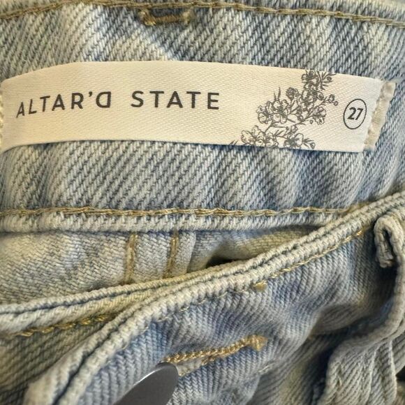 Altar'd State high-waisted light wash ripped distressed raw hem jeans Size 27 - Picture 3 of 6